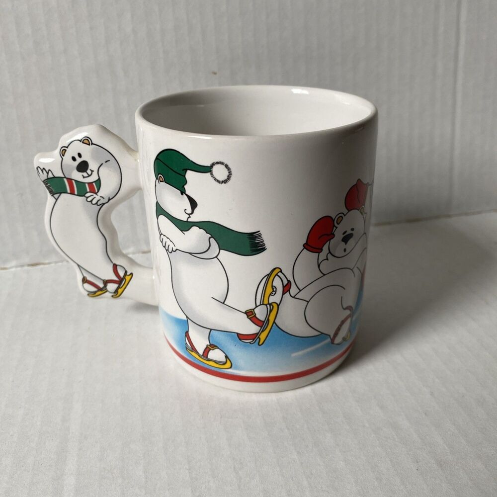 VTG 1987 The Love Mug Polar Bear Ice Skating Holiday Coffee Tea Mug Cup